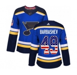 Women Adidas St. Louis Blues #49 Ivan Barbashev Authentic Blue USA Flag Fashion NHL Jersey