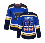 Women Adidas St. Louis Blues #55 Colton Parayko Authentic Blue USA Flag Fashion NHL Jersey