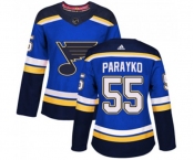 Women Adidas St. Louis Blues #55 Colton Parayko Authentic Royal Blue Home NHL Jersey