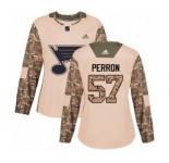 Women Adidas St. Louis Blues #57 David Perron Authentic Camo Veterans Day Practice NHL Jersey