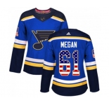 Women Adidas St. Louis Blues #61 Wade Megan Authentic Blue USA Flag Fashion NHL Jersey