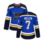 Women Adidas St. Louis Blues #7 Joe Mullen Authentic Royal Blue Home NHL Jersey