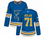 Women Adidas St. Louis Blues #71 Jordan Nolan Premier Navy Blue Alternate NHL Jersey