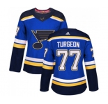 Women Adidas St. Louis Blues #77 Pierre Turgeon Premier Royal Blue Home NHL Jersey