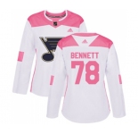 Women Adidas St. Louis Blues #78 Beau Bennett Authentic White Pink Fashion NHL Jersey