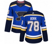 Women Adidas St. Louis Blues #78 Dominik Bokk Authentic Royal Blue Home NHL Jersey