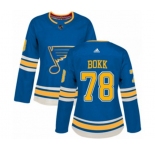 Women Adidas St. Louis Blues #78 Dominik Bokk Premier Navy Blue Alternate NHL Jersey