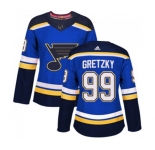 Women Adidas St. Louis Blues #99 Wayne Gretzky Authentic Royal Blue Home NHL Jersey