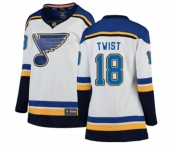 Women St. Louis Blues #18 Tony Twist Fanatics Branded White Away Breakaway NHL Jersey