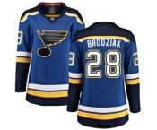 Women St. Louis Blues #28 Kyle Brodziak Fanatics Branded Royal Blue Home Breakaway NHL Jersey