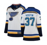 Women St. Louis Blues #37 Klim Kostin Fanatics Branded White Away Breakaway NHL Jersey