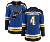 Women St. Louis Blues #4 Carl Gunnarsson Fanatics Branded Royal Blue Home Breakaway NHL Jersey