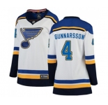 Women St. Louis Blues #4 Carl Gunnarsson Fanatics Branded White Away Breakaway NHL Jersey