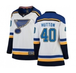 Women St. Louis Blues #40 Carter Hutton Fanatics Branded White Away Breakaway NHL Jersey
