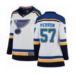 Women St. Louis Blues #57 David Perron Fanatics Branded White Away Breakaway NHL Jersey