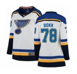 Women St. Louis Blues #78 Dominik Bokk Fanatics Branded White Away Breakaway NHL Jersey