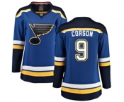 Women St. Louis Blues #9 Shayne Corson Fanatics Branded Royal Blue Home Breakaway NHL Jersey