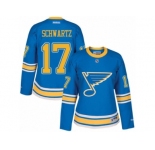 Women's Reebok St. Louis Blues #17 Jaden Schwartz Authentic Blue 2017 Winter Classic NHL Jersey