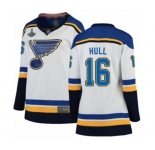 Women's St. Louis Blues #16 Brett Hull Fanatics Branded White Away Breakaway 2019 Stanley Cup Champions Hockey Jersey