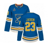 Women's St. Louis Blues #23 Dmitrij Jaskin Authentic Navy Blue Alternate 2019 Stanley Cup Champions Hockey Jersey