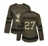 Women's St. Louis Blues #27 Alex Pietrangelo Authentic Green Salute to Service 2019 Stanley Cup Champions Hockey Jersey