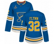Women's St. Louis Blues #32 Brian Flynn Authentic Navy Blue Alternate 2019 Stanley Cup Champions Hockey Jersey