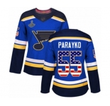 Women's St. Louis Blues #55 Colton Parayko Authentic Blue USA Flag Fashion 2019 Stanley Cup Champions Hockey Jersey