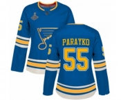 Women's St. Louis Blues #55 Colton Parayko Authentic Navy Blue Alternate 2019 Stanley Cup Champions Hockey Jersey