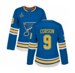 Women's St. Louis Blues #9 Shayne Corson Authentic Navy Blue Alternate 2019 Stanley Cup Champions Hockey Jersey