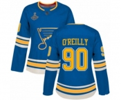 Women's St. Louis Blues #90 Ryan O'Reilly Authentic Navy Blue Alternate 2019 Stanley Cup Champions Hockey Jersey