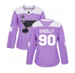 Women's St. Louis Blues #90 Ryan O'Reilly Authentic Purple Fights Cancer Practice 2019 Stanley Cup Champions Hockey Jersey