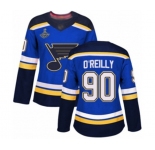 Women's St. Louis Blues #90 Ryan O'Reilly Authentic Royal Blue Home 2019 Stanley Cup Champions Hockey Jersey