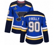 Women's St. Louis Blues #90 Ryan O'Reilly Authentic Royal Blue Home 2019 Stanley Cup Champions Hockey Jersey