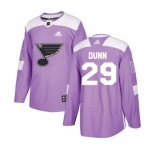 Youth Adidas St. Louis Blues #29 Vince Dunn Authentic Purple Fights Cancer Practice NHL Jersey