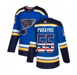 Youth Adidas St. Louis Blues #55 Colton Parayko Authentic Blue USA Flag Fashion NHL Jersey