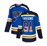 Youth Adidas St. Louis Blues #91 Vladimir Tarasenko Authentic Blue USA Flag Fashion NHL Jersey