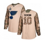 Youth St. Louis Blues #10 Brayden Schenn Authentic Camo Veterans Day Practice 2019 Stanley Cup Champions Hockey Jersey