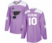 Youth St. Louis Blues #10 Brayden Schenn Authentic Purple Fights Cancer Practice 2019 Stanley Cup Champions Hockey Jersey