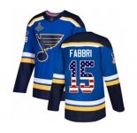 Youth St. Louis Blues #15 Robby Fabbri Authentic Blue USA Flag Fashion 2019 Stanley Cup Champions Hockey Jersey