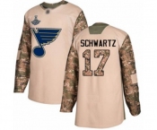 Youth St. Louis Blues #17 Jaden Schwartz Authentic Camo Veterans Day Practice 2019 Stanley Cup Champions Hockey Jersey