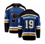 Youth St. Louis Blues #19 Jay Bouwmeester Fanatics Branded Royal Blue Home Breakaway 2019 Stanley Cup Champions Hockey Jersey