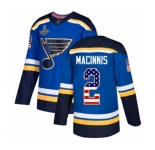 Youth St. Louis Blues #2 Al Macinnis Authentic Blue USA Flag Fashion 2019 Stanley Cup Champions Hockey Jersey
