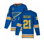 Youth St. Louis Blues #21 Tyler Bozak Authentic Navy Blue Alternate 2019 Stanley Cup Champions Hockey Jersey