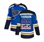 Youth St. Louis Blues #22 Chris Thorburn Authentic Blue USA Flag Fashion 2019 Stanley Cup Champions Hockey Jersey