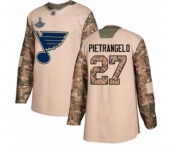 Youth St. Louis Blues #27 Alex Pietrangelo Authentic Camo Veterans Day Practice 2019 Stanley Cup Champions Hockey Jersey