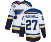 Youth St. Louis Blues #27 Alex Pietrangelo Authentic White Away 2019 Stanley Cup Champions Hockey Jersey