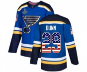 Youth St. Louis Blues #29 Vince Dunn Authentic Blue USA Flag Fashion 2019 Stanley Cup Champions Hockey Jersey