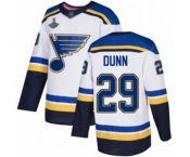 Youth St. Louis Blues #29 Vince Dunn Authentic White Away 2019 Stanley Cup Champions Hockey Jersey