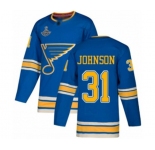 Youth St. Louis Blues #31 Chad Johnson Authentic Navy Blue Alternate 2019 Stanley Cup Champions Hockey Jersey