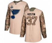 Youth St. Louis Blues #37 Klim Kostin Authentic Camo Veterans Day Practice 2019 Stanley Cup Champions Hockey Jersey